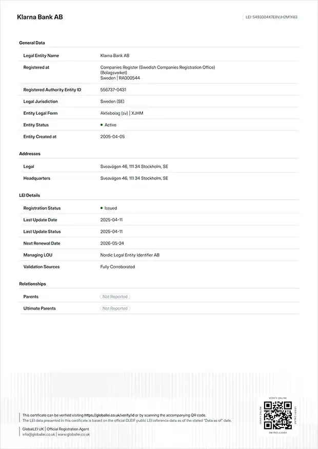 Premium LEI certificate